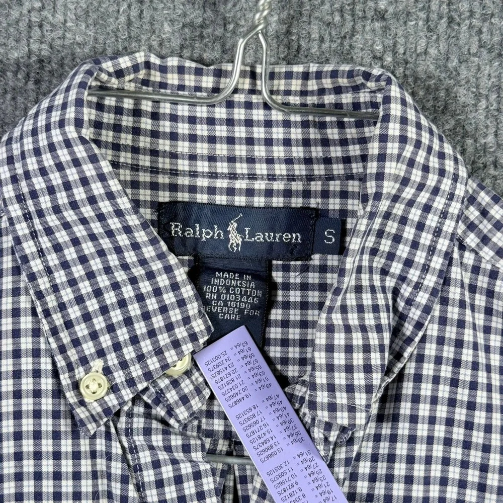Ralph Lauren Shirt Boys S Navy Blue White Gingham Short Sleeve Button Down